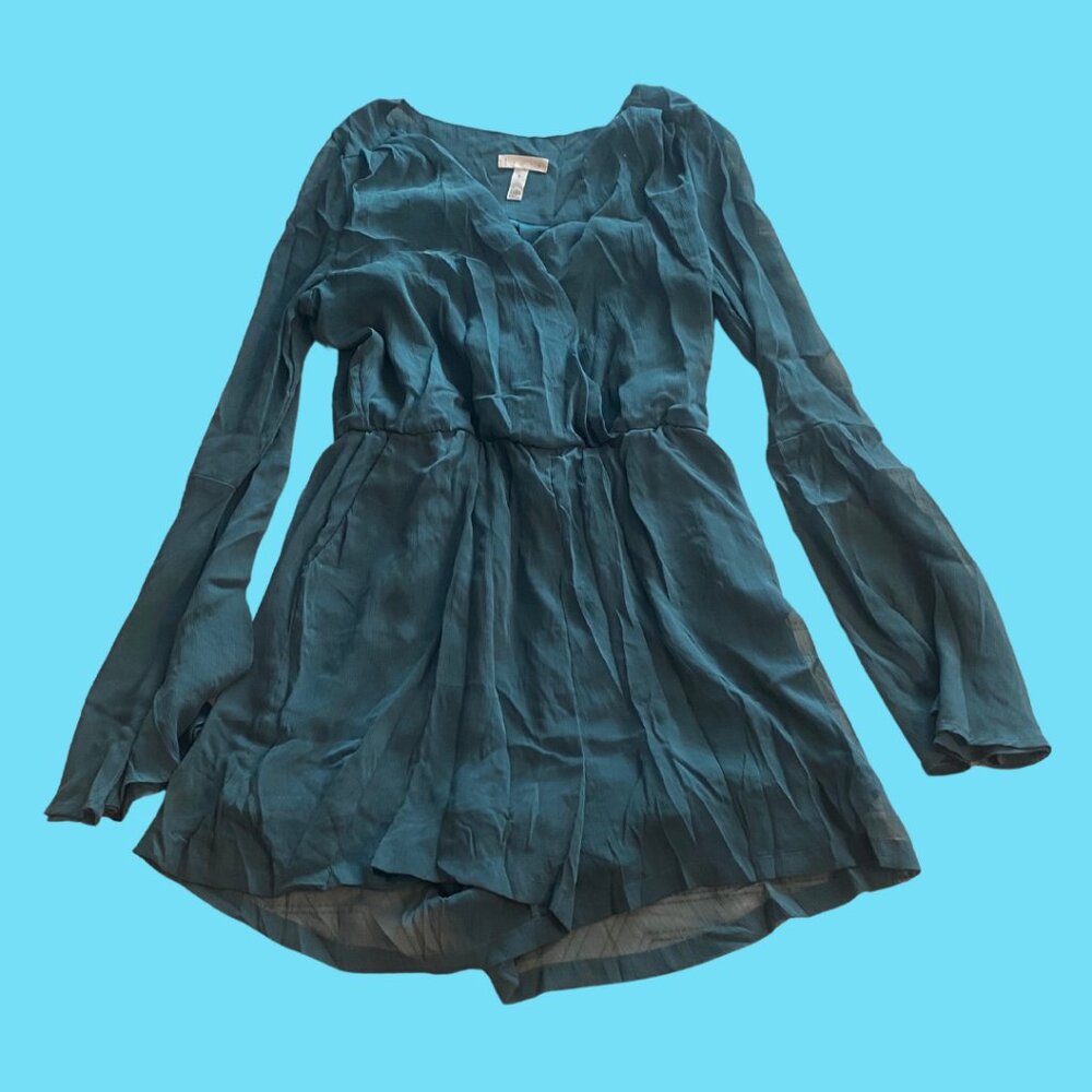 Turqoise Blue Romper and Flowy Sleeves